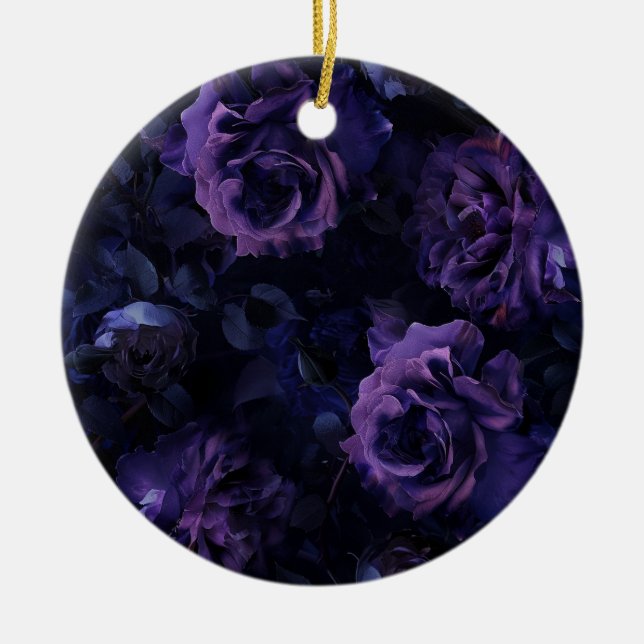 Ornamento De Cerâmica Rosas de Moody Roxo (Frente)