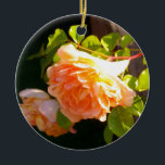 Ornamento De Cerâmica Rosas de Pêssego do País<br><div class="desc">Rosas coloridas de pêssego da moda romântica - foto de H Cooper</div>