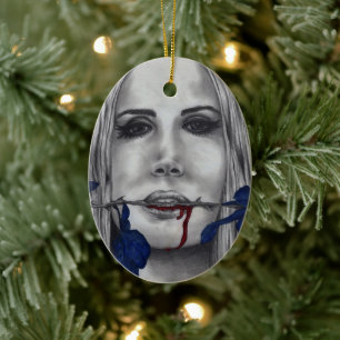 Ornamento De Cerâmica Rosas de sangue Vampiro Mulher Retrato Gótico Art