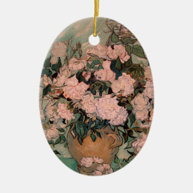 Ornamento De Cerâmica Rosas de Vincent van Gogh (Frente)
