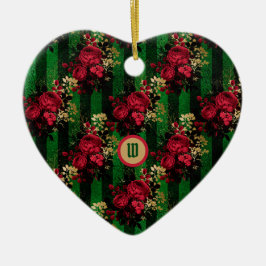 Ornamento De Cerâmica Rosas e faixas gótica com inicial