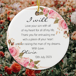 Ornamento De Cerâmica Rosas Elegantes Mãe do Casamento da Noiva do Caval