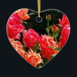 Ornamento De Cerâmica Rosas florais cor-de-laranja-rosa Elegante<br><div class="desc">jardim de rosa de coral romântico - foto de H cooper</div>