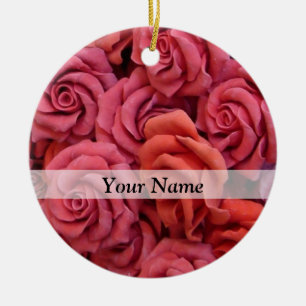Ornamento De Cerâmica Rosas florais cor de rosa