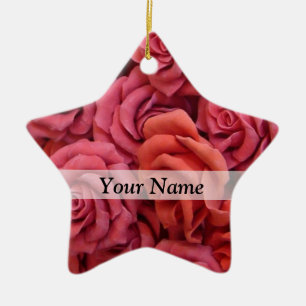 Ornamento De Cerâmica Rosas florais cor de rosa