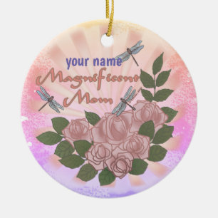 Ornamento De Cerâmica Rosas Magníficas para Mamãe