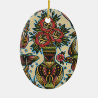 Ornamento De Cerâmica rosas no vaso