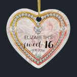 Ornamento De Cerâmica Rosas Rosa |Diamantes Doce 16 Guarda-Guarda Orname<br><div class="desc">Diamantes elegantes (impressos), rosas cor-de-rosa e gramíneas-de-pampas, design de ornamento de 16 anos por Designs Holiday Hearts (direitos reservados). Os campos de Modelo são fornecidos para personalizar com nome e data. Todos os efeitos (diamantes e tons florais abstrato) são falsos — eles são projetados para parecer o mais realista possível,...</div>