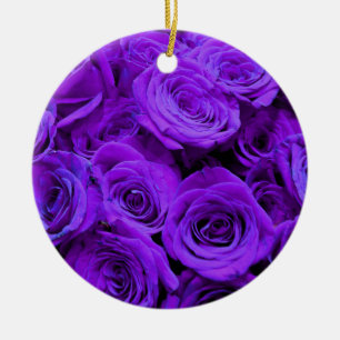 Ornamento De Cerâmica rosas roxas violetas românticas, buquê de rosa bon