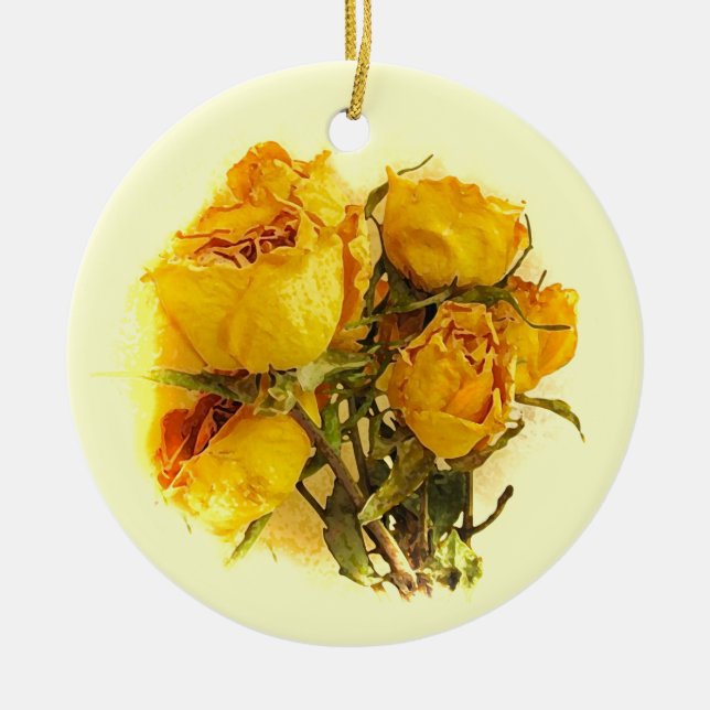 Ornamento De Cerâmica Rosas secas (Frente)