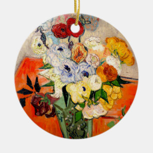 Ornamento De Cerâmica Rosas Van Gogh e Anemones