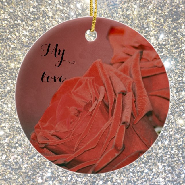 Ornamento De Cerâmica Rosas vermelhas como veludo (Criador carregado)