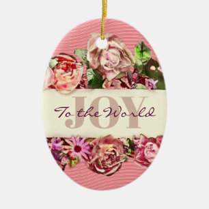 Ornamento De Cerâmica Rosas Vintage personalizáveis, alegria Bonito ao
