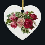 Ornamento De Cerâmica Rosas vitorianas clássicas Lily do Vale Romance<br><div class="desc">Belo design de colheita ideal para ocasiões Dias de as mães ou românticas.</div>
