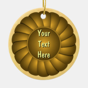 Ornamento De Cerâmica Rosette amarelo da fita a personalizar