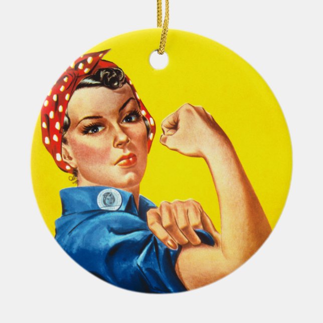 Ornamento De Cerâmica Rosie The Riveter (Frente)
