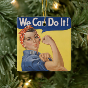 Ornamento De Cerâmica Rosie the Riveter: Forte Empoderamento feminino
