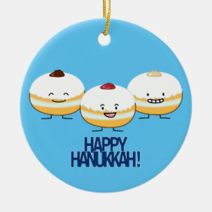 Ornamento De Cerâmica Rosquinha enchida de Hanukkah Sufganiyot geléia