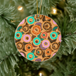 Ornamento De Cerâmica Rosquinhas com padrão Sprinkles