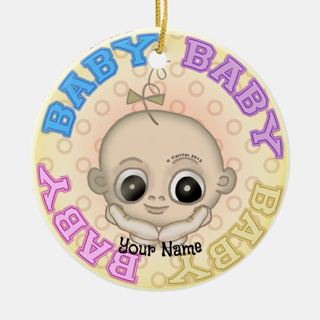 Ornamento De Cerâmica Rosto de Bebê Bebê (Frente)