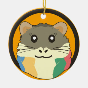 Ornamento De Cerâmica Rosto de hamster bonito com pelo colorido: Amante 