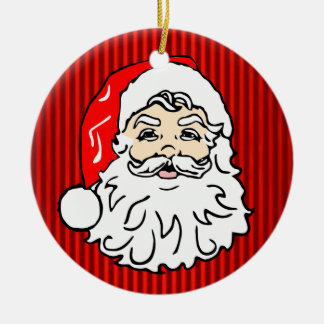 Ornamento De Cerâmica Rosto de Papai Noel Retrô Vermelho