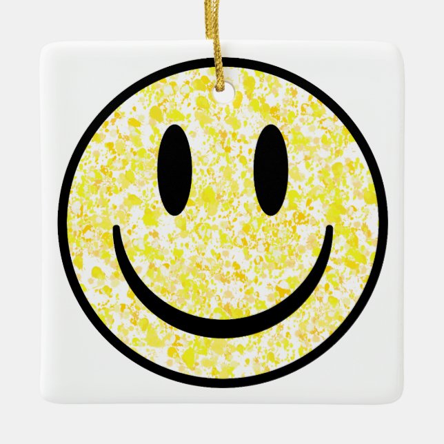 Ornamento De Cerâmica Rosto de Sorriso Patrocinado (Frente)