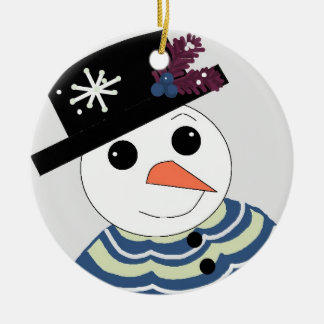 Ornamento De Cerâmica Rosto Doce de Boneco de Neve