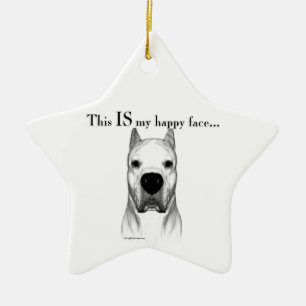 Ornamento De Cerâmica Rosto Feliz de Dogo Argentino