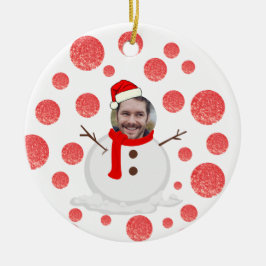 Ornamento De Cerâmica Rosto personalizado, foto de snowman, natal ce