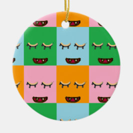 Ornamento De Cerâmica Rostos de blocos monstruosos sorridentes