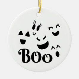 Ornamento De Cerâmica Rostos de Fantasmas de Halloween Boo