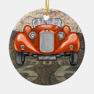 Ornamento De Cerâmica Rota 66 Antigo Auto - SRF