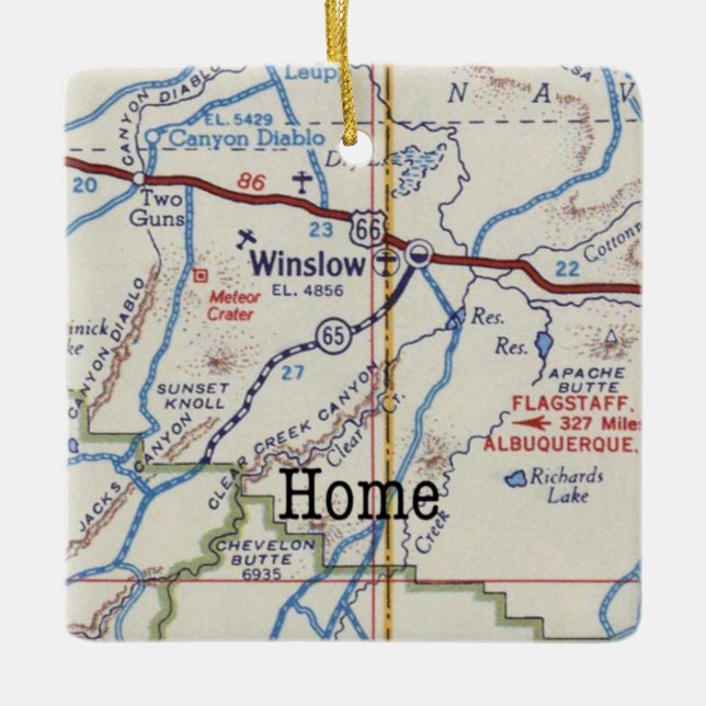Ornamento De Cerâmica Rota de Arizona Winslow 66 Natal (Frente)