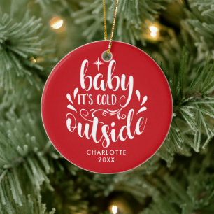 Ornamento De Cerâmica Roteiro de Foto de Natal do Primeiro Bebê Elegante