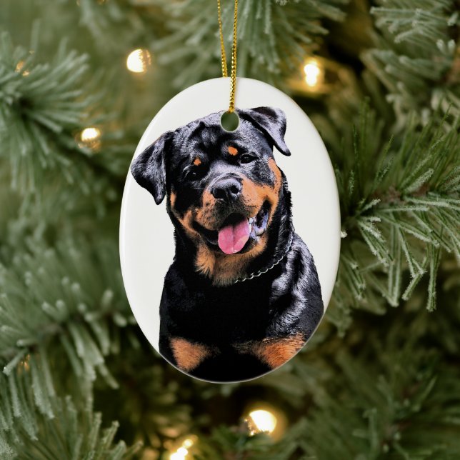 Ornamento De Cerâmica Rottweiler (Árvore)