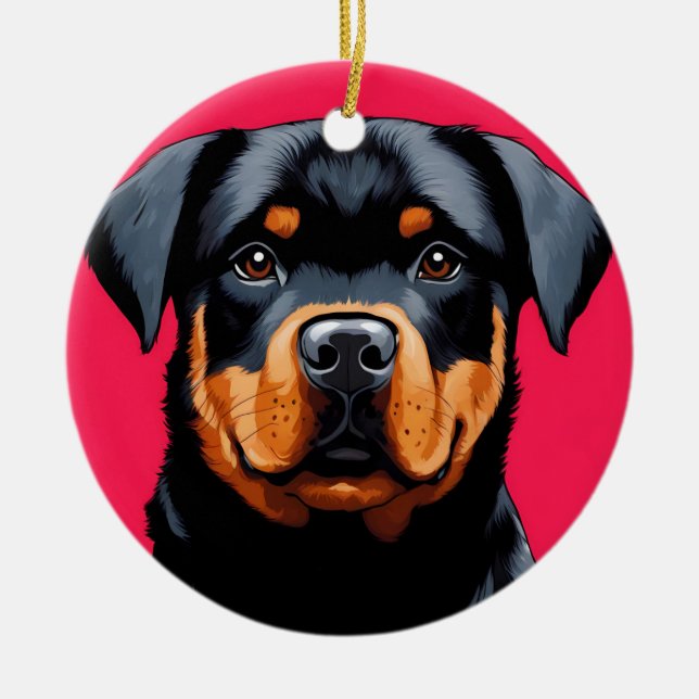Ornamento De Cerâmica Rottweiler (Frente)