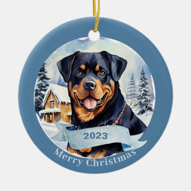 Ornamento De Cerâmica Rottweiler Art Dog Pet (Frente)