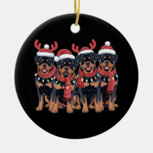 Ornamento De Cerâmica Rottweiler Cachorro Natal Pai Mãe