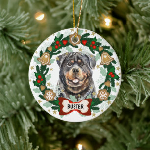Ornamento De Cerâmica Rottweiler Cão Cachorro Cachorro Cookie Wreath