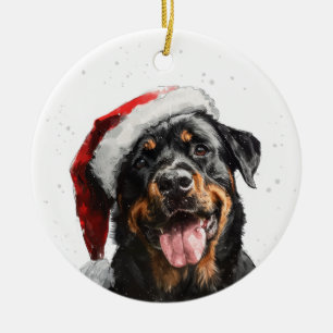 Ornamento De Cerâmica Rottweiler Cão Natal Personalizado
