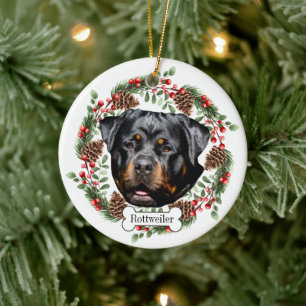 Ornamento De Cerâmica Rottweiler cão Personalizado Pet Ornament