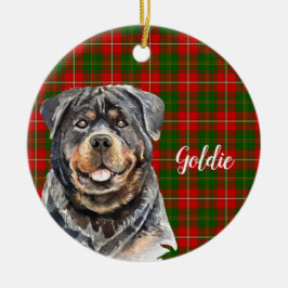 Ornamento De Cerâmica Rottweiler de Aquarela Personalizado
