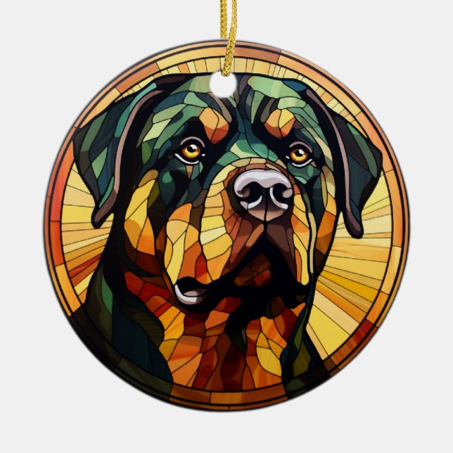 Ornamento De Cerâmica Rottweiler De Cães De Vidro Doce (Frente)