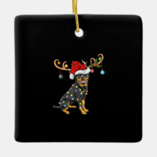 Ornamento De Cerâmica Rottweiler Gift Santas Reindeer Rottweiler