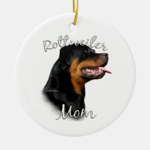 Ornamento De Cerâmica Rottweiler Mãe 2