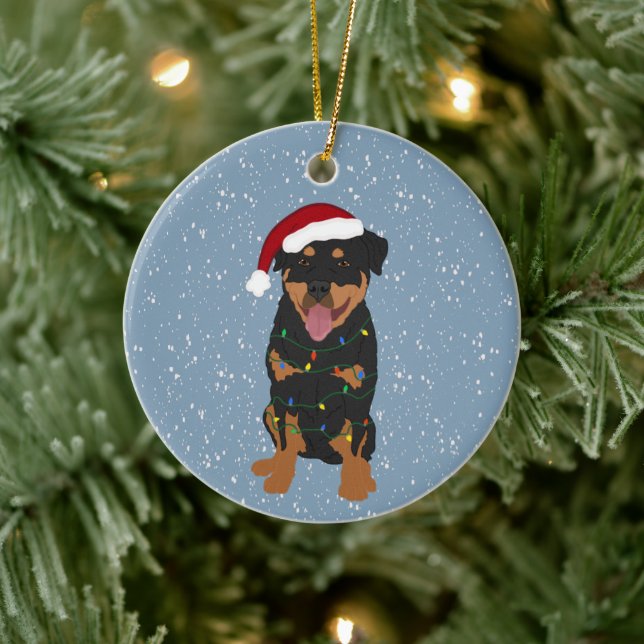 Ornamento De Cerâmica Rottweiler Natal (Árvore)