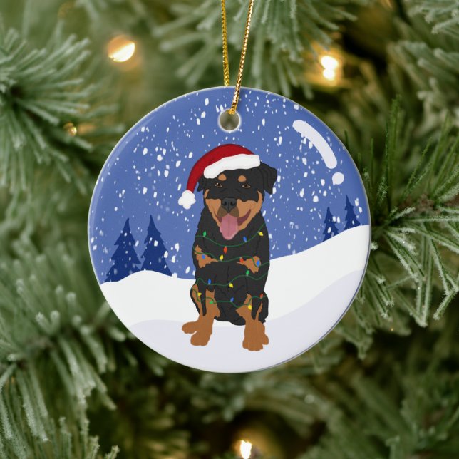 Ornamento De Cerâmica Rottweiler Natal (Árvore)