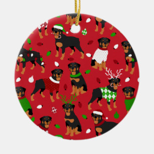 Ornamento De Cerâmica Rottweiler Natal