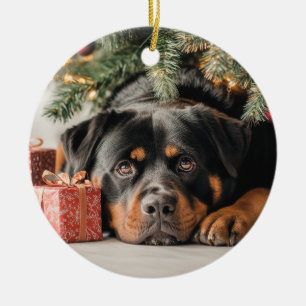 Ornamento De Cerâmica Rottweiler Natal